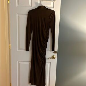 Brown Turtleneck Bodycon Dress for Cocktail